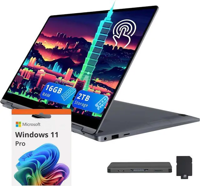 Main image of Samsung Galaxy Book4 2-in-1 15.6" FHD AMOLED Touch Laptop, Intel 7 150U, 16GB LPDDR5, 2TB Storage (1TB SSD+1TB Docking Station Set), Backlit Keyboard, Fingerprint, Wi-Fi 6E, Windows 11 Pro, Gray