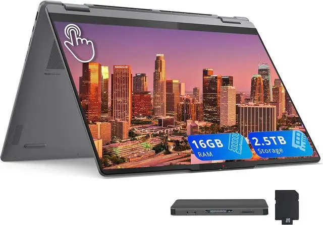 Main image of Lenovo Yoga 7i 2-in-1 16" 2K Touchscreen Laptop, Intel Core Ultra 5 226V, 16GB LPDDR5X, 2.5TB(2TB SSD+512GB Docking Station), Intel Arc Graphics, Backlit Keyboard, Fingerprint, Wi-Fi 7, Win 11, Gray