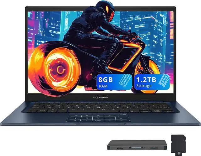 Main image of ASUS Vivobook 14 14" FHD Laptop, Intel Core i3 1315U, 8GB RAM, 1.2TB Storage(256GB SSD+1TB Docking Station Set), Intel UHD Graphics, 720p Camera, Windows 11 Home, Quiet Blue