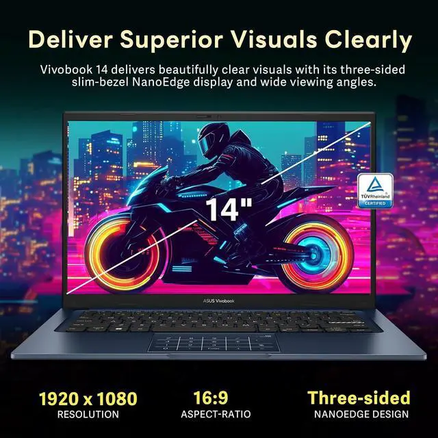 Alt view image 4 of 7 - ASUS Vivobook 14 14" FHD Laptop, Intel Core i3 1315U, 16GB RAM, 2TB Storage(1TB SSD+1TB Docking Station Set), Intel UHD Graphics, 720p Camera, Windows 11 Pro, Quiet Blue