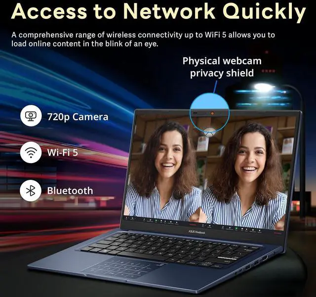 Alt view image 6 of 7 - ASUS Vivobook 14 14" FHD Laptop, Intel Core i3 1315U, 16GB RAM, 2TB Storage(1TB SSD+1TB Docking Station Set), Intel UHD Graphics, 720p Camera, Windows 11 Pro, Quiet Blue