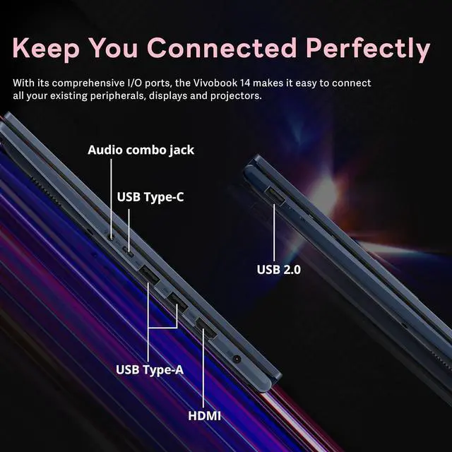 Alt view image 7 of 7 - ASUS Vivobook 14 14" FHD Laptop, Intel Core i3 1315U, 16GB RAM, 2TB Storage(1TB SSD+1TB Docking Station Set), Intel UHD Graphics, 720p Camera, Windows 11 Pro, Quiet Blue