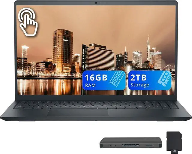 Main image of Dell Inspiron 15.6" FHD Touchscreen Laptop, Intel Core i7-1355U, 16GB RAM, 2TB Storage (1TB SSD+1TB Docking Station Set), Iris Xe Graphics, Numeric Keypad, 720p Webcam, Wi-Fi 6, Windows 11, Black