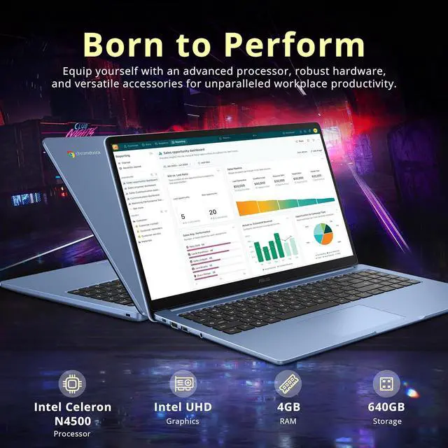 Alt view image 3 of 7 - ASUS Chromebook CX15 15.6" FHD IPS Laptop, Intel Celeron N4500, 4GB RAM, 640GB Storage (128GB eMMC+512GB Docking Station Set), Intel UHD Graphics, Number Pad, Webcam, WiFi 6, Chrome OS, Fabric Blue