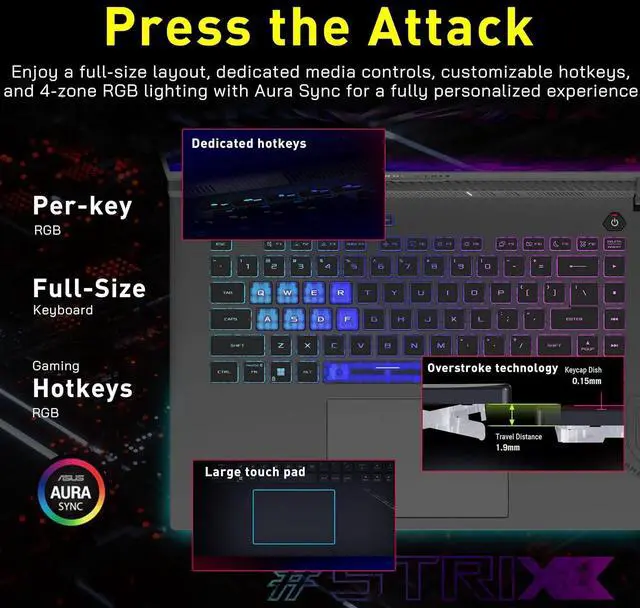 Alt view image 5 of 7 - ASUS ROG Strix G16 Gaming Laptop, GeForce RTX 5070 Ti 12GB GDDR7, AMD Ryzen 9 8940HX, 16GB DDR5, 1TB SSD, Backlit Keyboard, 16" WUXGA 165Hz Display, Win 11 Pro, Gray, 1TB Docking Station Set