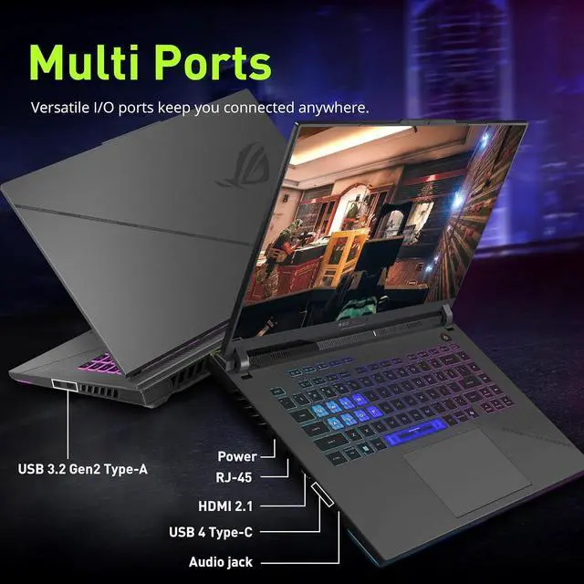 Alt view image 7 of 7 - ASUS ROG Strix G16 Gaming Laptop, GeForce RTX 5070 Ti 12GB GDDR7, AMD Ryzen 9 8940HX, 16GB DDR5, 1TB SSD, Backlit Keyboard, 16" WUXGA 165Hz Display, Win 11 Pro, Gray, 1TB Docking Station Set