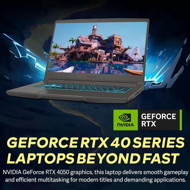 Alt view image 6 of 7 - MSI Thin 15 15.6" FHD 144Hz Gaming Laptop, Intel i5-13420H, NVIDIA GeForce RTX 4050, 64GB DDR4 RAM, 2TB PCIe SSD, Backlit Keyboard, Wi-Fi 6E, Webcam, Win 11 Pro, Gray, 256GB Docking Station Set