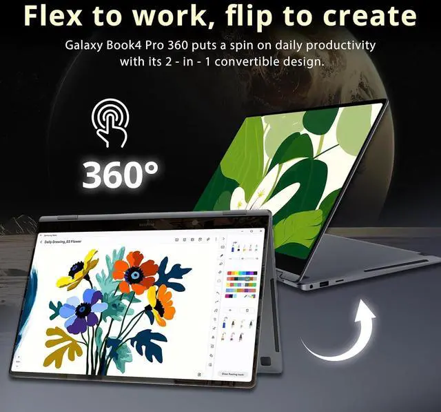 Alt view image 4 of 7 - Samsung Galaxy Book 4 Pro 16" 3K AMOLED Touch 2-in-1 Laptop, Intel Ultra 7 155H, 16GB LPDDR5X, 2TB Storage(1TB SSD+1TB Docking Station Set), Backlit Keyboard, Fingerprint, Copilot, Win 11 Pro, Gray
