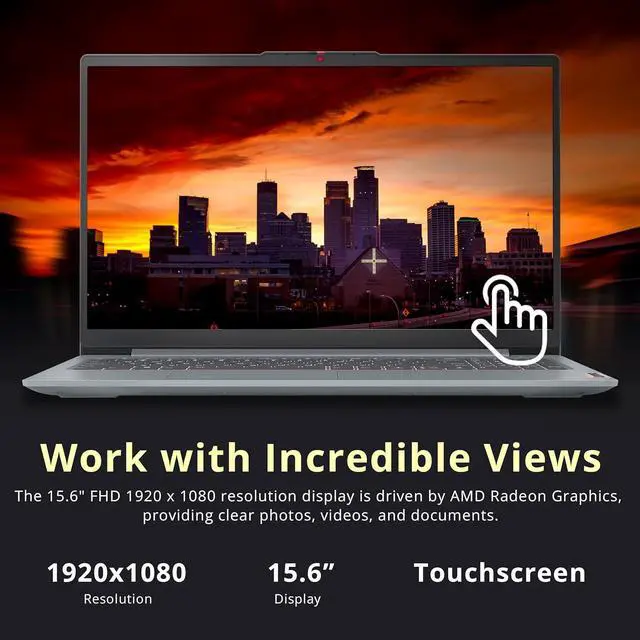 Alt view image 4 of 7 - Lenovo IdeaPad Slim 3 15.6" FHD Touchscreen Laptop, AMD Ryzen 7 5825U, 16GB RAM, 1.5TB Storage(512GB SSD+1TB Docking Station Set), AMD Radeon Graphics, Numeric Keypad, Copilot, Wi-Fi 6, Win 11, Gray