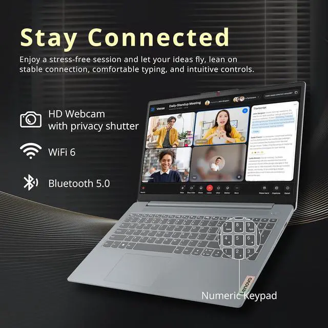 Alt view image 5 of 7 - Lenovo IdeaPad Slim 3 15.6" FHD Touchscreen Laptop, AMD Ryzen 7 5825U, 16GB RAM, 1.5TB Storage(512GB SSD+1TB Docking Station Set), AMD Radeon Graphics, Numeric Keypad, Copilot, Wi-Fi 6, Win 11, Gray