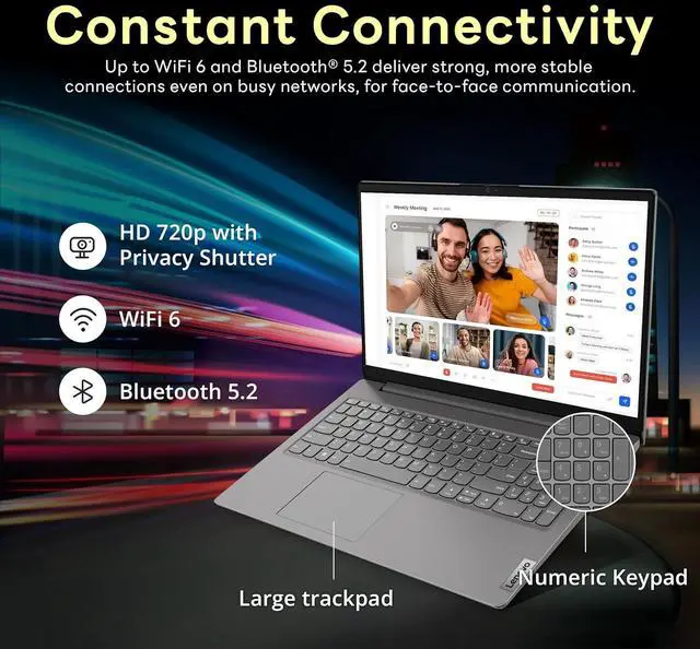 Alt view image 4 of 7 - Lenovo V15 G4 IRU 15.6" FHD Business Laptop, Intel Core i7-13620H, 40GB RAM, 2.5TB Storage(2TB SSD+512GB Docking Station Set), Intel UHD Graphics, Wi-Fi 6, Windows 11 Pro, Gray
