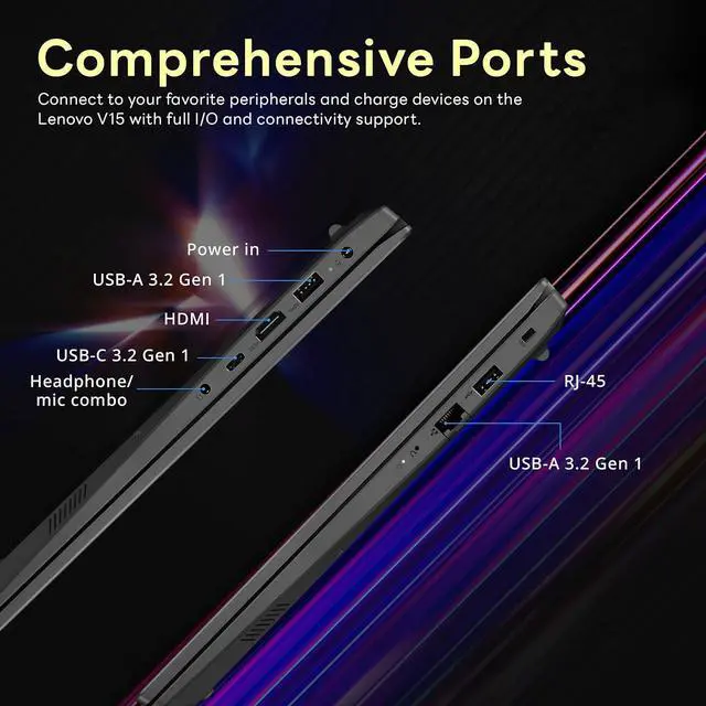Alt view image 7 of 7 - Lenovo V15 G4 IRU 15.6" FHD Business Laptop, Intel Core i7-13620H, 40GB RAM, 2.5TB Storage(2TB SSD+512GB Docking Station Set), Intel UHD Graphics, Wi-Fi 6, Windows 11 Pro, Gray