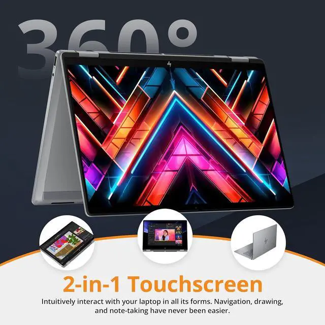 Alt view image 6 of 7 - HP OmniBook X Flip 2-in-1 Laptop, 14" 2K Touchscreen Display, AMD Ryzen AI 7 350, 24GB RAM, 2.5TB Storage(2TB SSD+512GB Docking), Backlit Keyboard, Copilot+ PC, 5MP IR Camera, Win 11 Pro, Silver