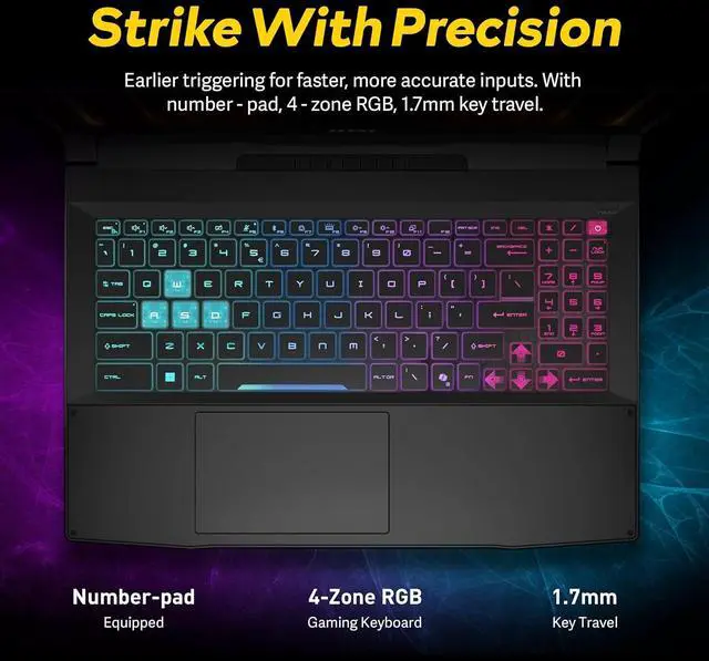 Alt view image 5 of 7 - msi Katana 15.6" QHD 165Hz Gaming Laptop, Intel i7-14650HX, GeForce RTX 5070 8GB GDDR7, 16GB DDR5, 1TB SSD, 4-Zone RGB Backlit Keyboard, Cooler Boost 5, Win 11, Black, 512GB Docking Station Set