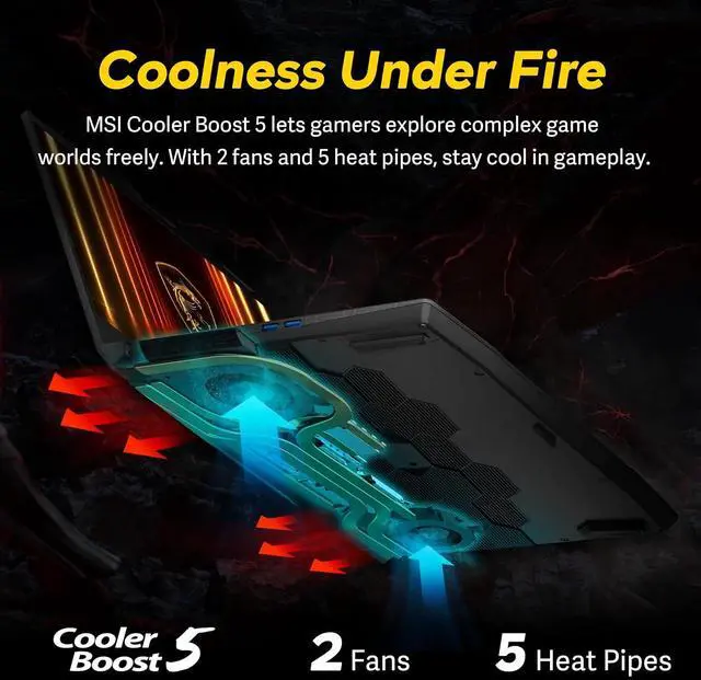 Alt view image 6 of 7 - msi Katana 15.6" QHD 165Hz Gaming Laptop, Intel i7-14650HX, GeForce RTX 5070 8GB GDDR7, 16GB DDR5, 1TB SSD, 4-Zone RGB Backlit Keyboard, Cooler Boost 5, Win 11, Black, 512GB Docking Station Set