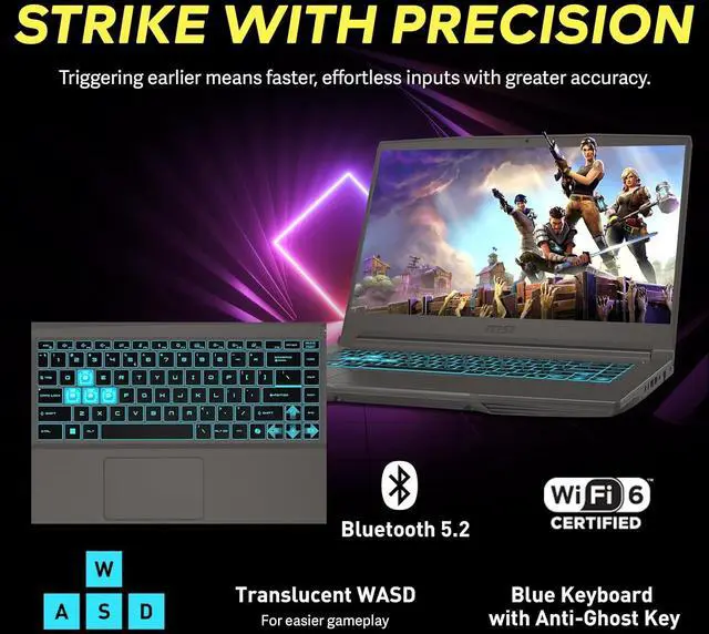 Alt view image 5 of 7 - msi Thin 15.6" 144Hz FHD IPS Display Gaming Laptop, Intel Core i5-13420H, 16GB RAM, 512GB SSD, NVIDIA GeForce RTX 3050, Backlit Keyboard, Wi-Fi 6, Win 11 Pro, Gray, 512GB Docking Station Set