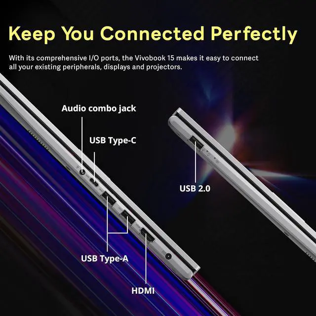 Alt view image 7 of 7 - ASUS Vivobook 15.6" FHD Touchscreen Laptop, Intel i7-1355U, 24GB RAM, 2TB Storage (1TB SSD+1TB Docking Station Set), Intel Iris Xe Graphics, Backlit Keyboard, Win 11 Pro, Silver
