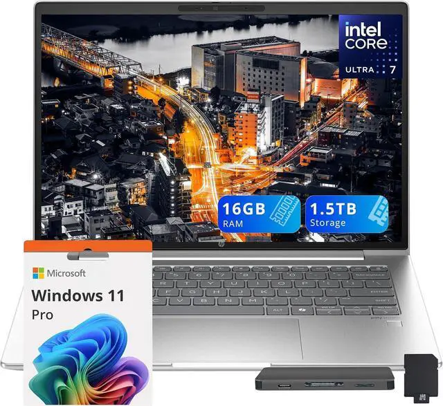 Main image of HP ProBook 440 G11 14" IPS WUXGA Business Laptop, Intel Ultra 7 155U, 16GB RAM, 1.5TB Storage (512GB SSD+1TB Docking Station Set), Backlit Keyboard, Fingerprint Reader, Win 11 Pro, Silver