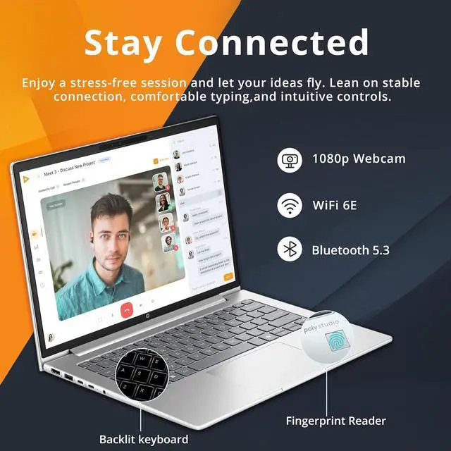 Alt view image 5 of 7 - HP ProBook 440 G11 14" IPS WUXGA Business Laptop, Intel Ultra 7 155U, 16GB RAM, 1.5TB Storage (512GB SSD+1TB Docking Station Set), Backlit Keyboard, Fingerprint Reader, Win 11 Pro, Silver