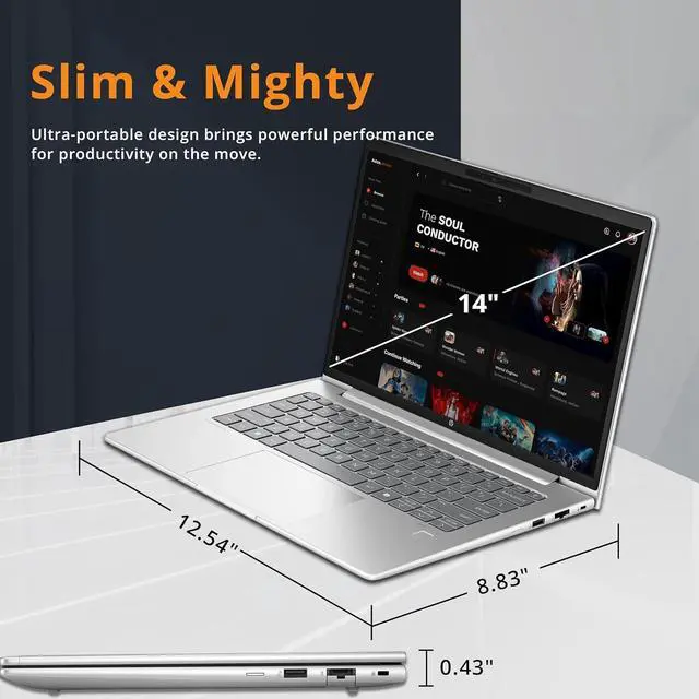 Alt view image 6 of 7 - HP ProBook 440 G11 14" IPS WUXGA Business Laptop, Intel Ultra 7 155U, 16GB RAM, 1.5TB Storage (512GB SSD+1TB Docking Station Set), Backlit Keyboard, Fingerprint Reader, Win 11 Pro, Silver