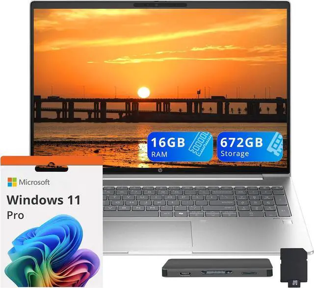 Main image of HP ProBook 460 G11 16" WUXGA Business Laptop, Intel Ultra 5 125U, 16GB RAM, 672GB Storage (512GB SSD+160GB Docking Station Set), Backlit Keyboard, Fingerprint Reader, Win 11 Pro, Silver