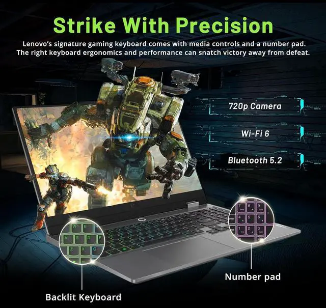 Alt view image 5 of 7 - Lenovo LOQ 15.6'' 144Hz FHD Gaming Laptop, AMD Ryzen 7 8845HS 16GB RAM, 1TB SSD, NVIDIA GeForce RTX 4060, Backlit Keyboard,  Windows 11 Pro, Luna Grey, 1TB Docking Station Set