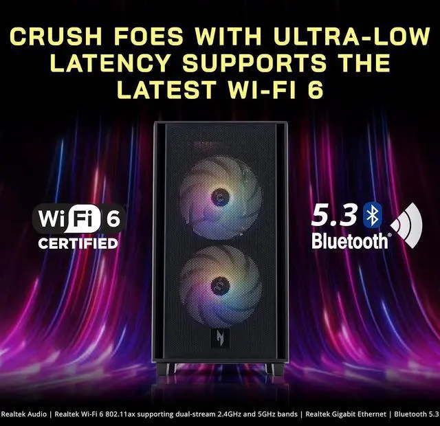 Alt view image 5 of 7 - Acer Nitro 60 Gaming Desktop, Intel i5-14400F 16GB DDR5 RAM, 2TB Storage (1TB SSD+1TB Docking Station Set), NVIDIA GeForce RTX 5060, 3 ARGB Cooling Fans, Wi-Fi 6, Win 11 Pro, Black