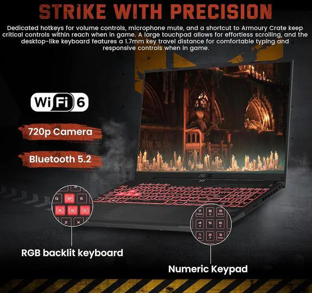 Alt view image 4 of 7 - ASUS TUF A16 16" FHD+ 144Hz Gaming Laptop, AMD Ryzen 5 7535HS 16GB RAM, 512GB SSD, NVIDIA GeForce RTX 4050, Backlit Keyboard, Num Pad, Win 11 Pro, Black, 1TB Docking Station Set