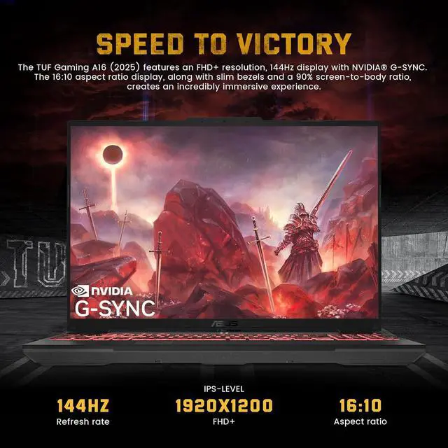 Alt view image 5 of 7 - ASUS TUF A16 16" FHD+ 144Hz Gaming Laptop, AMD Ryzen 5 7535HS 16GB RAM, 512GB SSD, NVIDIA GeForce RTX 4050, Backlit Keyboard, Num Pad, Win 11 Pro, Black, 1TB Docking Station Set