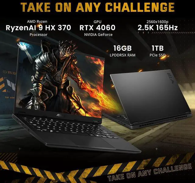 Alt view image 3 of 7 - ASUS TUF A14 14'' WQXGA 165Hz Gaming Laptop, AMD Ryzen AI 9 HX 370 16GB RAM, 1TB SSD, NVIDIA GeForce RTX 4060, Backlit Keyboard, Copilot, Windows 11 Home, Black, 1TB Docking Station Set