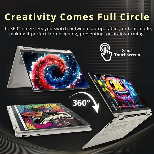 Alt view image 4 of 7 - Lenovo Yoga 7 2-in-1 14" 2K OLED Touchscreen Laptop, AMD Ryzen AI 7 350, 16GB RAM, 3TB Storage (2TB SSD+1TB Docking Station), AMD Radeon 860M, Backlit Keyboard, Fingerprint, Win 11 Pro, Seashell