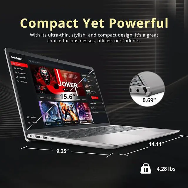 Alt view image 6 of 7 - Dell 15 15.6" FHD Business Laptop, Intel Core i7-1355U, 32GB RAM, 2TB Storage(1TB SSD+1TB Docking Station Set), Intel UHD Graphics, Backlit Keyboard, Number Pad, Win 11, Silver