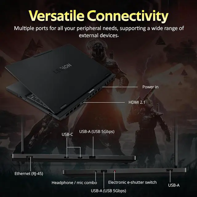 Alt view image 7 of 7 - Lenovo Legion 5 15.1" 165Hz WQXGA OLED Gaming Laptop, Intel 20-core Ultra 7 255HX (Beats Intel i9-14900HX), 16GB RAM, 1TB SSD, GeForce RTX 5070, Backlit Kb, Win 11, Black, 1TB Docking Station