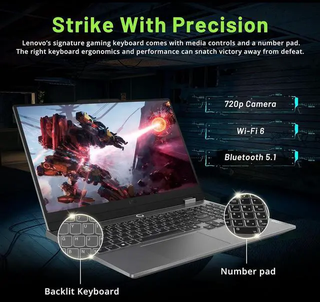 Alt view image 5 of 7 - Lenovo LOQ 15.6" 144Hz FHD Gaming Laptop, AMD Ryzen 5 7235HS, 32GB RAM, 1TB SSD, NVIDIA GeForce RTX 4050, Backlit Keyboard, Numeric Keypad, Win 11, Luna Grey, 1TB Docking Station Set