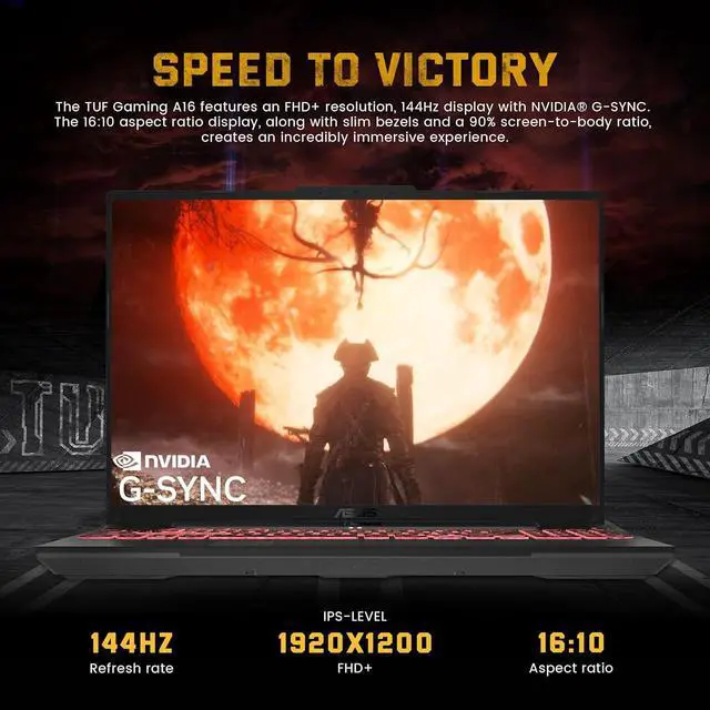 Alt view image 4 of 7 - ASUS TUF A16 16" WUXGA 144Hz Gaming Laptop, AMD Ryzen 7 7445HS, 32GB RAM, 1TB SSD, NVIDIA GeForce RTX 4050, Backlit Keyboard, Windows 11 Pro, Gray