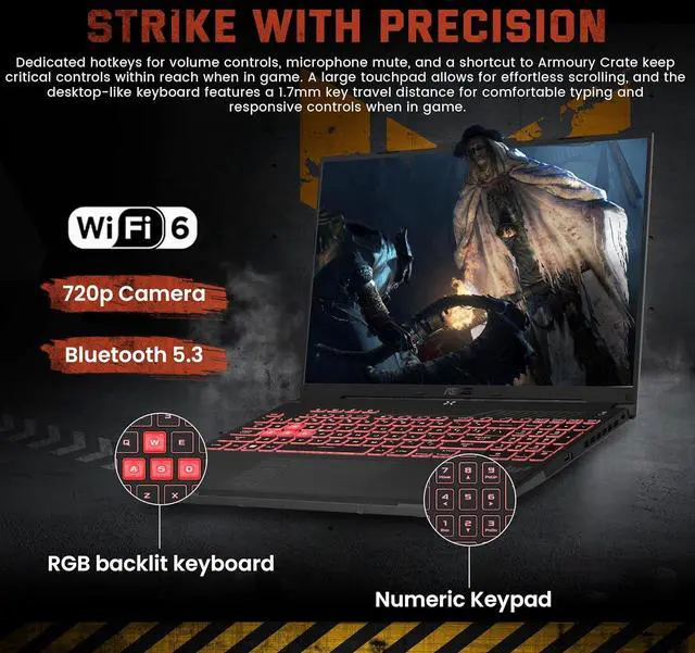 Alt view image 5 of 7 - ASUS TUF A16 16" WUXGA 144Hz Gaming Laptop, AMD Ryzen 7 7445HS, 32GB RAM, 1TB SSD, NVIDIA GeForce RTX 4050, Backlit Keyboard, Windows 11 Pro, Gray