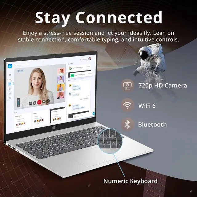 Alt view image 5 of 7 - HP 15.6" FHD IPS Touchscreen Laptop, AMD Ryzen 7 7730U, 16GB RAM, 800GB Storage (512GB SSD+288GB Docking Station Set), AMD Radeon Graphics, Numeric Keypad, Windows 11 Home, Silver