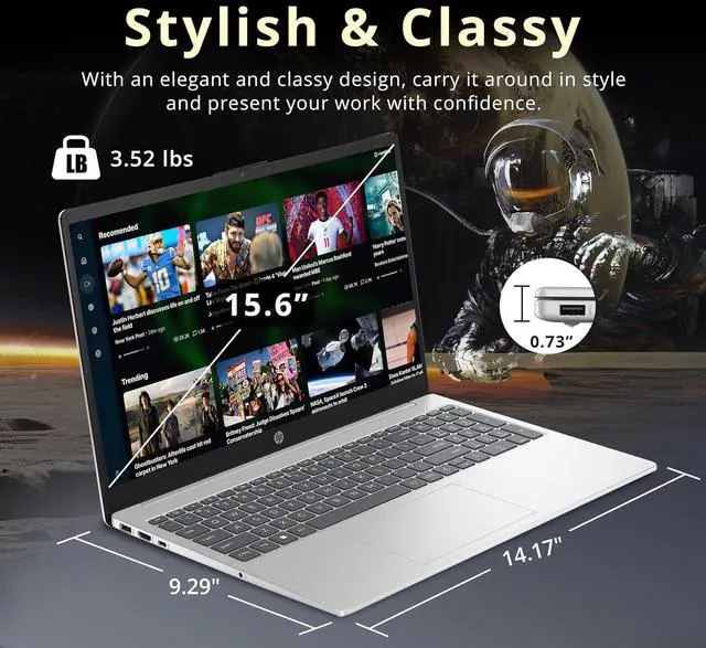 Alt view image 6 of 7 - HP 15.6" FHD IPS Touchscreen Laptop, AMD Ryzen 7 7730U, 16GB RAM, 800GB Storage (512GB SSD+288GB Docking Station Set), AMD Radeon Graphics, Numeric Keypad, Windows 11 Home, Silver