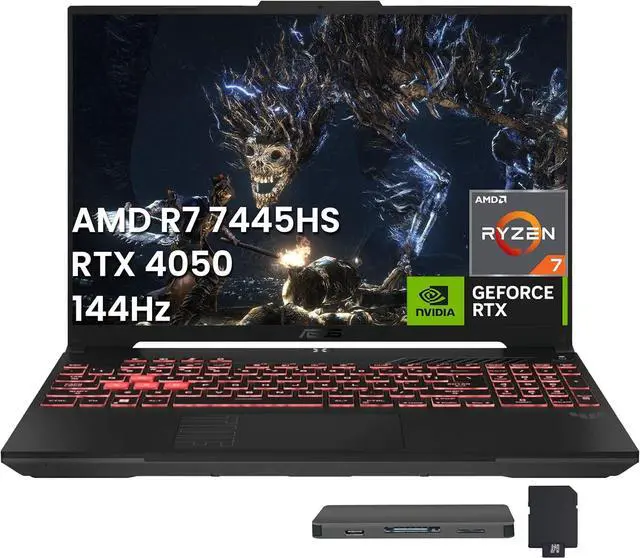 Main image of ASUS TUF A16 16" WUXGA 144Hz Gaming Laptop, AMD Ryzen 7 7445HS, 32GB RAM, 1TB SSD, NVIDIA GeForce RTX 4050, Backlit Keyboard, Windows 11 Pro, Gray