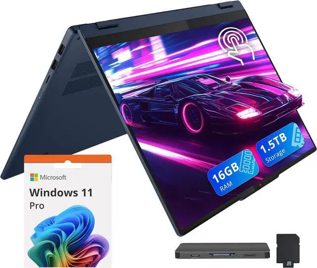 Main image of Lenovo Ideapad 5 16" WUXGA Touchscreen 2-in-1 Laptop, AMD Ryzen AI 5 340, 16GB RAM, 1.5TB Storage(512GB SSD+1TB Docking Station Set), AMD Radeon 840M, Backlit Keyboard, Win 11 Pro, Blue