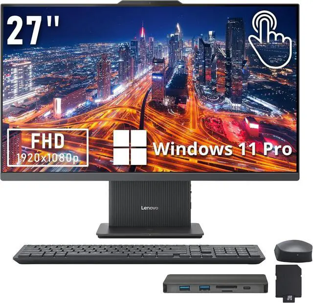 Main image of Lenovo IdeaCentre All-in-One Desktop, 27" FHD Touchscreen Display, Intel i7-13620H, 32GB DDR5, 1.28TB Storage (1TB SSD+288GB Docking Station Set), Wireless Mouse & Keyboard, Win 11 Pro, Gray