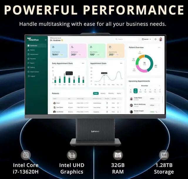 Alt view image 3 of 7 - Lenovo IdeaCentre All-in-One Desktop, 27" FHD Touchscreen Display, Intel i7-13620H, 32GB DDR5, 1.28TB Storage (1TB SSD+288GB Docking Station Set), Wireless Mouse & Keyboard, Win 11, Gray