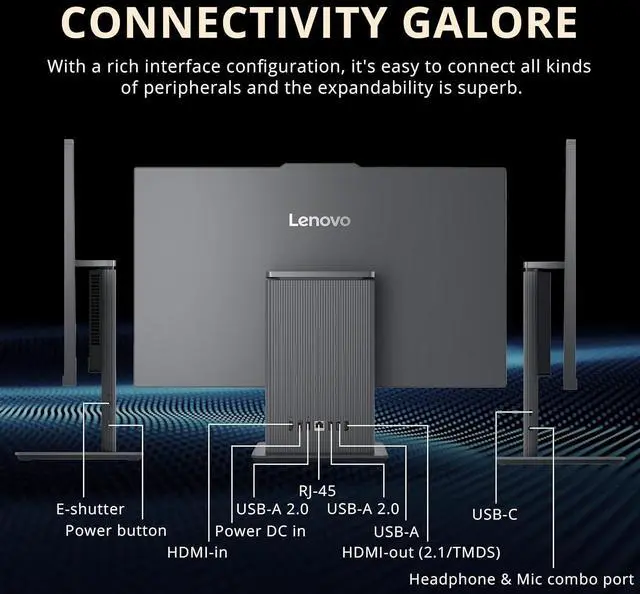 Alt view image 7 of 7 - Lenovo IdeaCentre All-in-One Desktop, 27" FHD Touchscreen Display, Intel i7-13620H, 32GB DDR5, 1.28TB Storage (1TB SSD+288GB Docking Station Set), Wireless Mouse & Keyboard, Win 11, Gray
