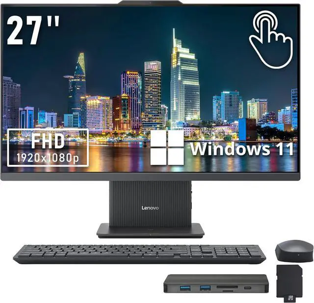 Main image of Lenovo IdeaCentre All-in-One Desktop, 27" FHD Touchscreen Display, Intel i7-13620H, 32GB DDR5, 1.28TB Storage (1TB SSD+288GB Docking Station Set), Wireless Mouse & Keyboard, Win 11, Gray