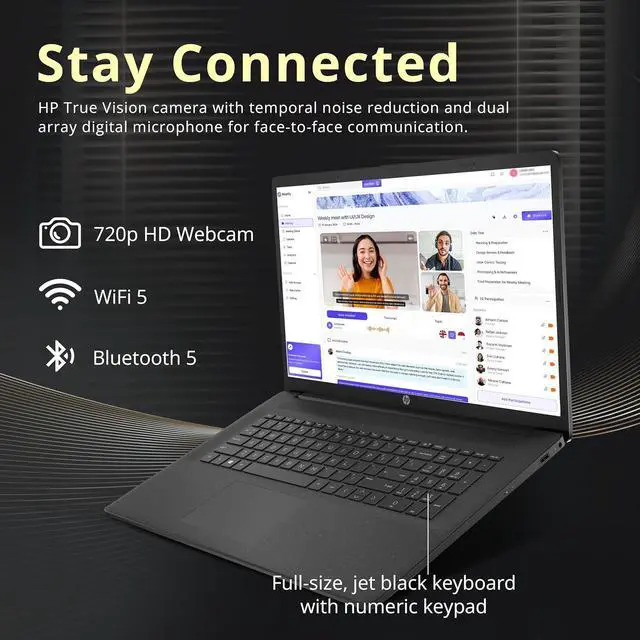 Alt view image 5 of 7 - HP 17.3" HD+ Business Laptop, Intel i7-1255U, 16GB RAM, 800GB Storage (512GB SSD+288GB Docking Station Set), Intel Iris Xe Graphics, Numeric Keypad, Windows 11 Pro, Black