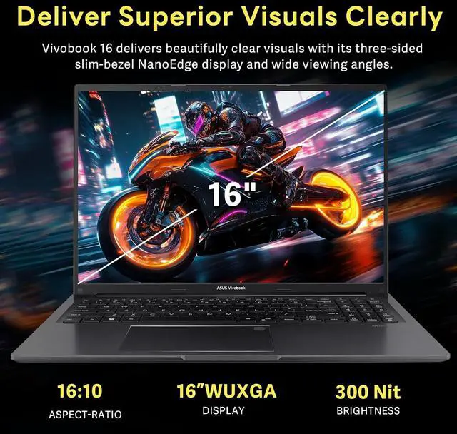 Alt view image 4 of 7 - ASUS Vivobook 16" WUXGA Laptop, Intel Core i7-1355U, 16GB RAM, 1.5TB Storage(512GB SSD+1TB Docking Station Set), Intel Iris Xe Graphics, Backlit Keyboard, Number Pad, Fingerprint, Win 11, Black