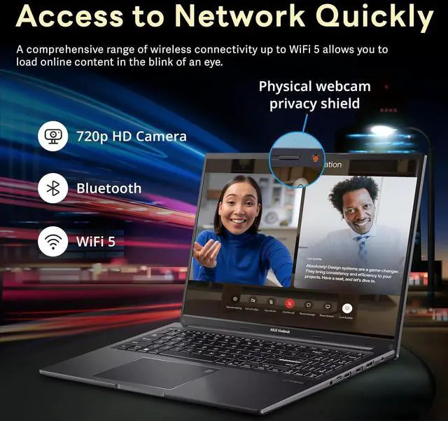 Alt view image 5 of 7 - ASUS Vivobook 16" WUXGA Laptop, Intel Core i7-1355U, 16GB RAM, 1.5TB Storage(512GB SSD+1TB Docking Station Set), Intel Iris Xe Graphics, Backlit Keyboard, Number Pad, Fingerprint, Win 11, Black