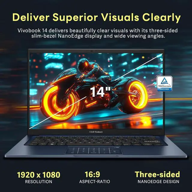 Alt view image 4 of 7 - ASUS Vivobook 14 14'' FHD IPS Business Laptop, Intel Core 5-120U, 8GB RAM, 416GB Storage (256GB SSD+160GB Docking Station Set), Intel Graphics, Numeric Keypad Windows 11 Pro, Quiet Blue
