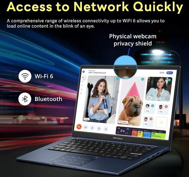 Alt view image 6 of 7 - ASUS Vivobook 14 14'' FHD IPS Business Laptop, Intel Core 5-120U, 8GB RAM, 416GB Storage (256GB SSD+160GB Docking Station Set), Intel Graphics, Numeric Keypad, Windows 11 Home, Quiet Blue