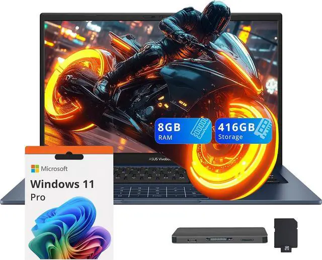 Main image of ASUS Vivobook 14 14'' FHD IPS Business Laptop, Intel Core 5-120U, 8GB RAM, 416GB Storage (256GB SSD+160GB Docking Station Set), Intel Graphics, Numeric Keypad Windows 11 Pro, Quiet Blue